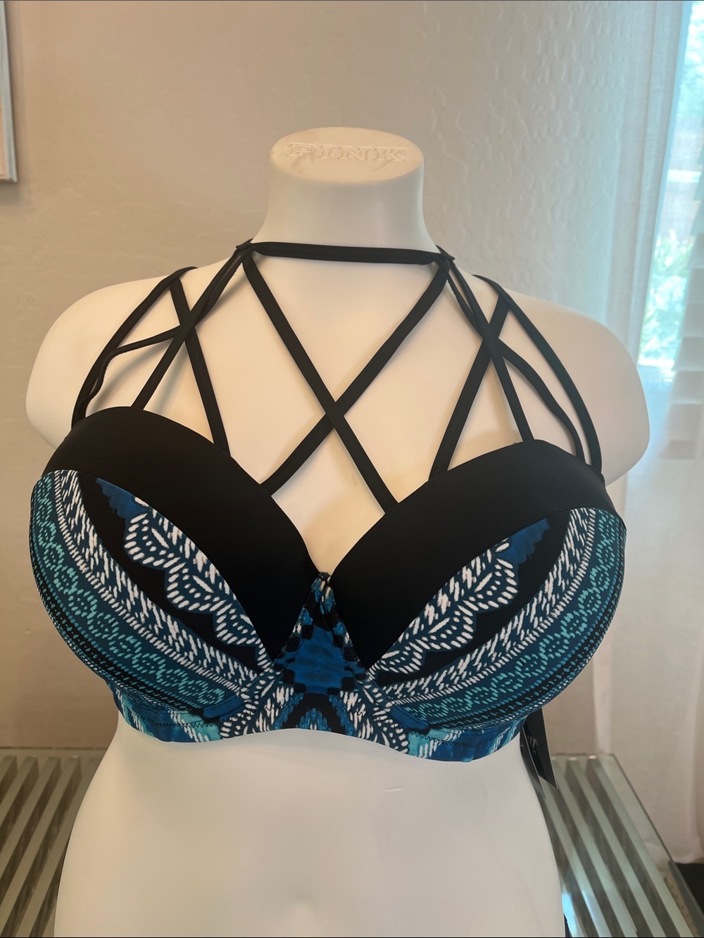 Paramour Black and Blue Strappy Push-Up Bra